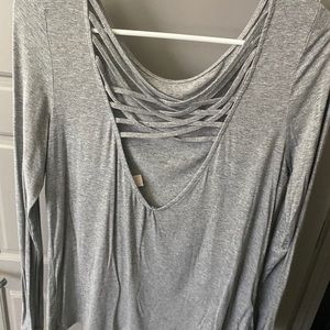 Strappy grey long sleeve tee